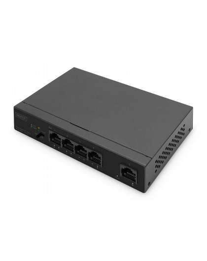Digitus 4- Port Gigabit PoE Netzwerkswitch, Desktop, unmanaged, 1 Uplink Port RJ45, 60 W, af/at