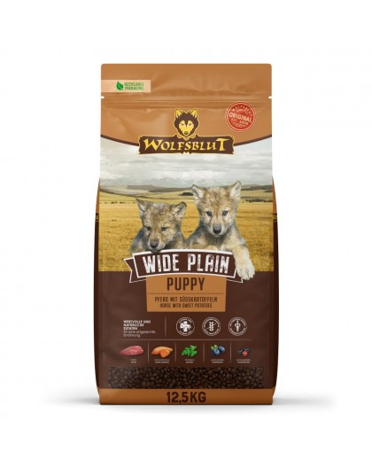 WOLFSBLUT Wide Plain Puppy Horse with sweet potatoes - dry dog food - 12,5kg