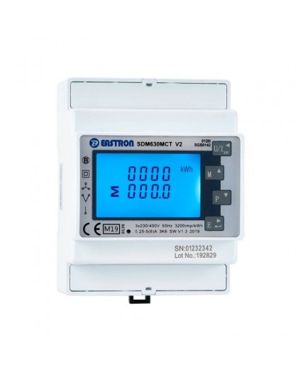 Solplanet Accessories // 3 Phase Energy Meter for Solplanet Inverters / Eastron SDM630-MCT / Semi-Indirect Measurement Using Cur