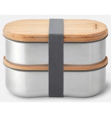 black+blum BAM-BT-L016 food storage container Oval Box 0.5 L Bamboo, Stainless steel 2 pc(s)