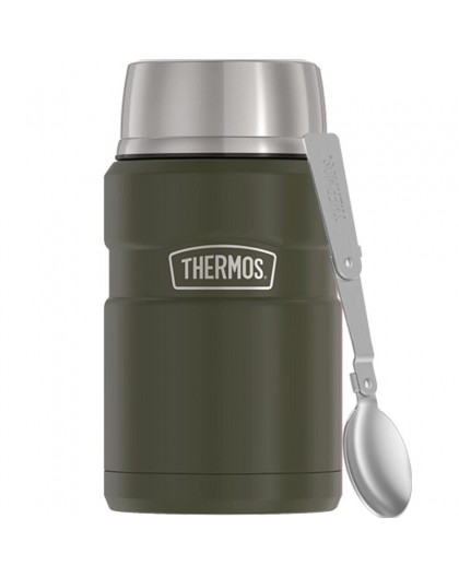 710 ml food thermos with folding spoon and cup THERMOS - army green