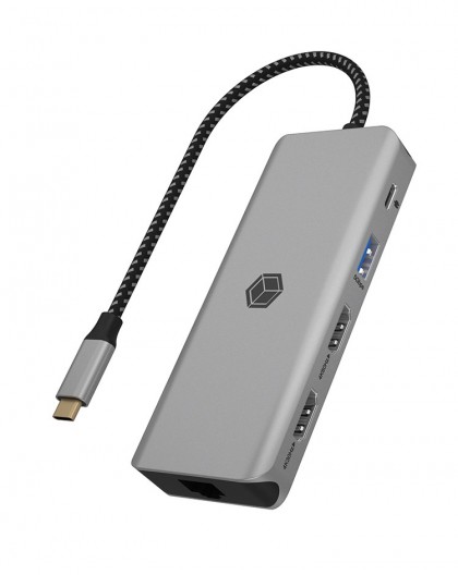 ICY BOX IB-DK4012-CPD Wired USB 3.2 Gen 1 (3.1 Gen 1) Type-C Anthracite, Black