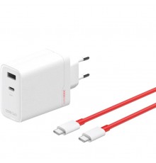 OnePlus SUPERVOOC Charger Ports USB-A and USB-C + USB-C cable 120 W White
