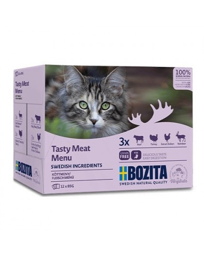 BOZITA Tasty meat menu - wet cat food - 12 x 85g