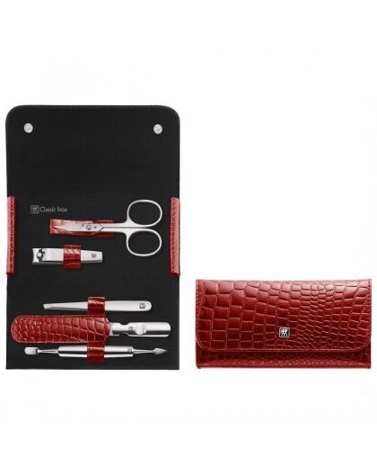 Zwilling Classic Inox Travel Set – Red Leather Case, 5 Pieces - Red