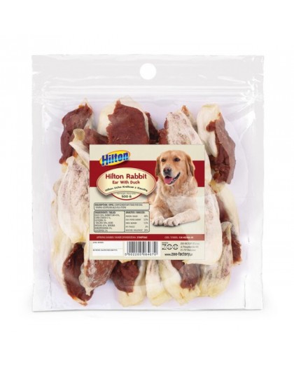 HILTON Rabbit ear with duck - dog chew - 500g
