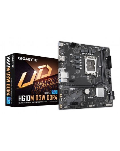 GIGABYTE H610M D3W DDR4 Motherboard - Supports 14th Gen. Intel Core CPUs, 5+1+1 phases VRM, up to 3200MHz DDR4, 1xPCIe 3.0 M.2, 