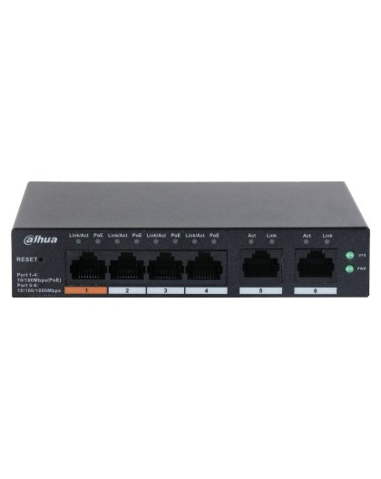 Dahua Technology DH-CS4006-4ET-60 network switch Managed L2 Gigabit Ethernet (10/100/1000) Power over Ethernet (PoE) Black