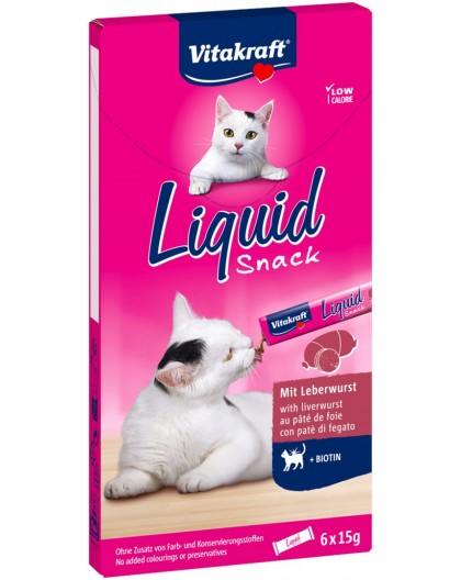 VITAKRAFT Liquid Snack Liver with biotin - a treat for cats - 6x15g