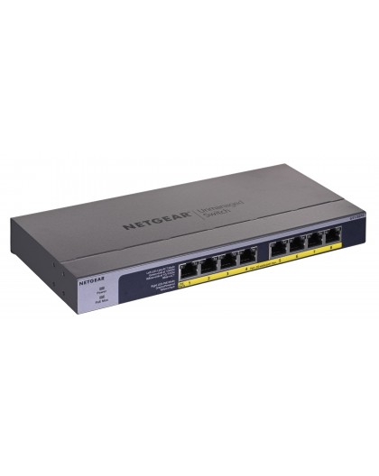 NETGEAR GS108PP Unmanaged Gigabit Ethernet (10/100/1000) Power over Ethernet (PoE) Black