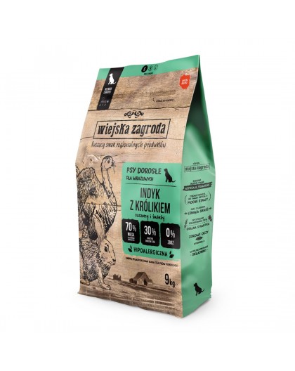 WIEJSKA ZAGRODA Turkey with Rabbit S – dry dog food – 9kg