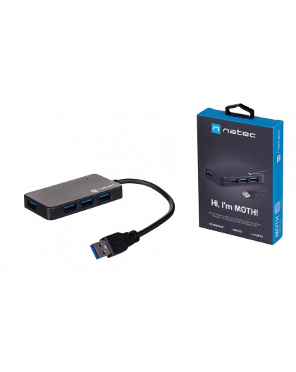 NATEC Hub USB 3.0 Moth (4 ports, black)