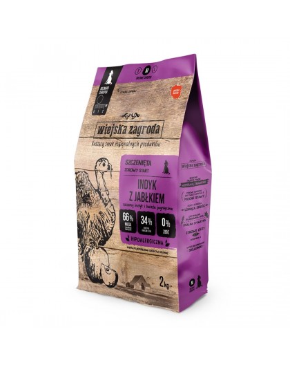 WIEJSKA ZAGRODA Turkey with apple M Puppy - dry dog food - 2kg