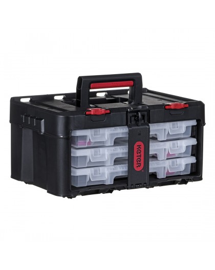 Toolbox KETER Stack'N'Roll (17210831/253380) with 3 organizers Black
