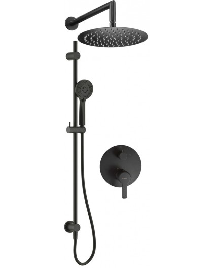 Concealed shower set with rail - with overhead shower