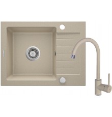 Granite sink with 1-bowl faucet with drainer