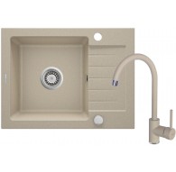 Granite sink with 1-bowl faucet with drainer