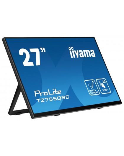 iiyama ProLite 27” Optical Bonded PCAP 10pt IPS Touchscreen monitor with edge-to-edge glass, active stylus support (MPP 2.0), an
