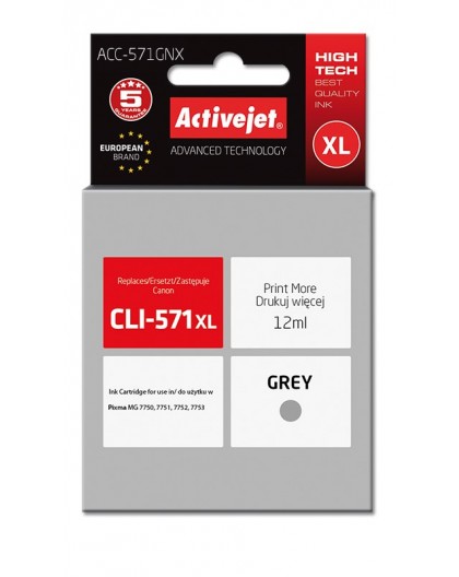 Activejet ACC-571GNX Ink (replacement for Canon CLI-571XLG Supreme 12 ml grey)
