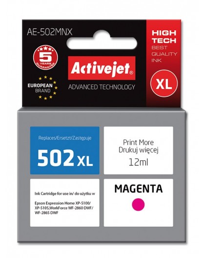 Activejet AE-502MNX ink (replacement for Epson 502XL W34010 Supreme 12 ml magenta)