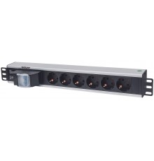 Intellinet 19" 1.5U Rackmount 6-Output Power Distribution Unit (PDU) EU CEE 7/3 Outlets, With Double Air Switch, No Surge Protec