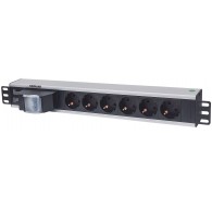 Intellinet 19" 1.5U Rackmount 6-Output Power Distribution Unit (PDU) EU CEE 7/3 Outlets, With Double Air Switch, No Surge Protec