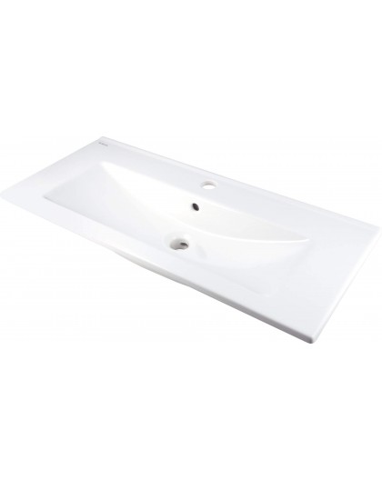 Ceramic basin inset with faucet space