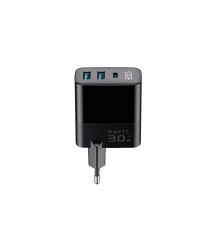Havit UCLE001 EU - ЗУ с тремя портами GaN 30 Вт, черный