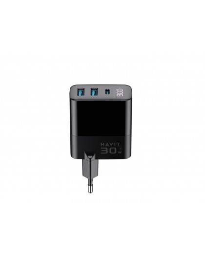 Havit UCLE001 EU - GaN kolmesadame laadija 30 W, must