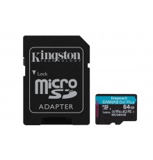 Kingston Technology 64GB microSDXC Canvas Go Plus Gen4 200MB/s A2 U3 V30 Card + Adapter