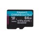Kingston Technology 64GB microSDXC Canvas Go Plus Gen4 200MB/s A2 U3 V30 Card + Adapter