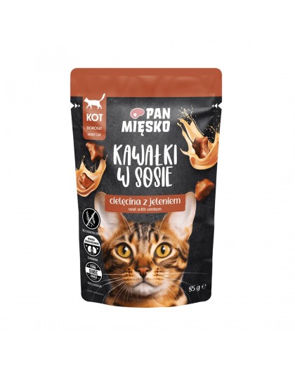 PAN MIĘSKO Pieces in sauce Veal with deer - wet cat food - 85g