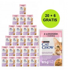 PURINA Cat Chow Sensitive with salmon and zucchini in sauce - wet cat food - 26x85g (20 + 6 GRATIS)
