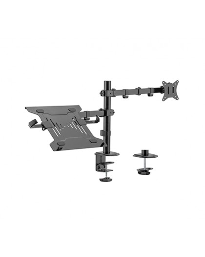 Gembird MA-DA-03 Adjustable desk mount with monitor arm and notebook tray (rotate, tilt, swivel), 17”-32”, up to 9 kg