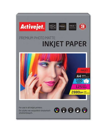 Activejet AP4-125M100 matte photo paper for ink printers A4 100 pcs