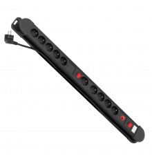 Maclean power strip, 10 outlet extension cord, 2 switches, protection and overload indication, 3680W, MCE10