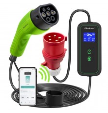 Qoltec Mobile EV Car Charger Adjustable 2in1 Type2 | 7kW | 230V | CEE 3 PIN | Wi-fi| LCD | Portable | Wallbox | 5m