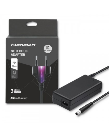 Qoltec 51519.65W Power adapter for Dell | 65W | 19.5V | 3.34A | 7.4*5.0+pin | +power cable