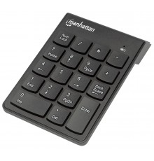 Manhattan Numeric Keypad, Wireless (2.4GHz), USB-A Micro Receiver, 18 Full Size Keys, Black, Membrane Key Switches, Auto Power M