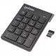 Manhattan Numeric Keypad, Wireless (2.4GHz), USB-A Micro Receiver, 18 Full Size Keys, Black, Membrane Key Switches, Auto Power M