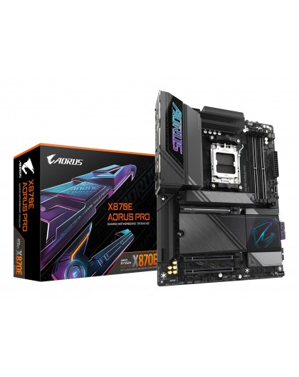 GIGABYTE X870E AORUS PRO Motherboard - Supports AMD Ryzen 9000 CPUs, 16+2+2 Phases Digital VRM, up to 8000MHz DDR5 (OC), 3xPCIe 
