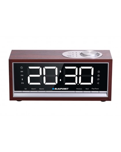 BLAUPUNKT CR60BT Bluetooth Radio Alarm Clock, brown wood