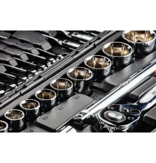 Socket wrenches 1/4", 1/2", set of 77, CrV