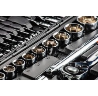 Socket wrenches 1/4", 1/2", set of 77, CrV