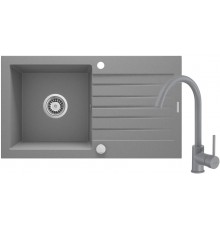 Granite sink with 1-bowl faucet with drainer