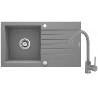 Granite sink with 1-bowl faucet with drainer