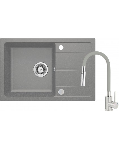 Granite sink with flexible spout faucet