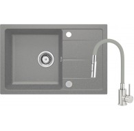 Granite sink with flexible spout faucet