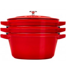 Staub La Cocotte Round Cast iron Casserole baking dish -- SET OF 3 PIECES