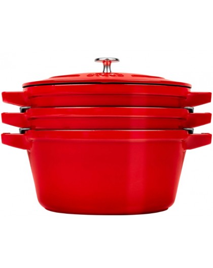 Staub La Cocotte Round Cast iron Casserole baking dish -- SET OF 3 PIECES